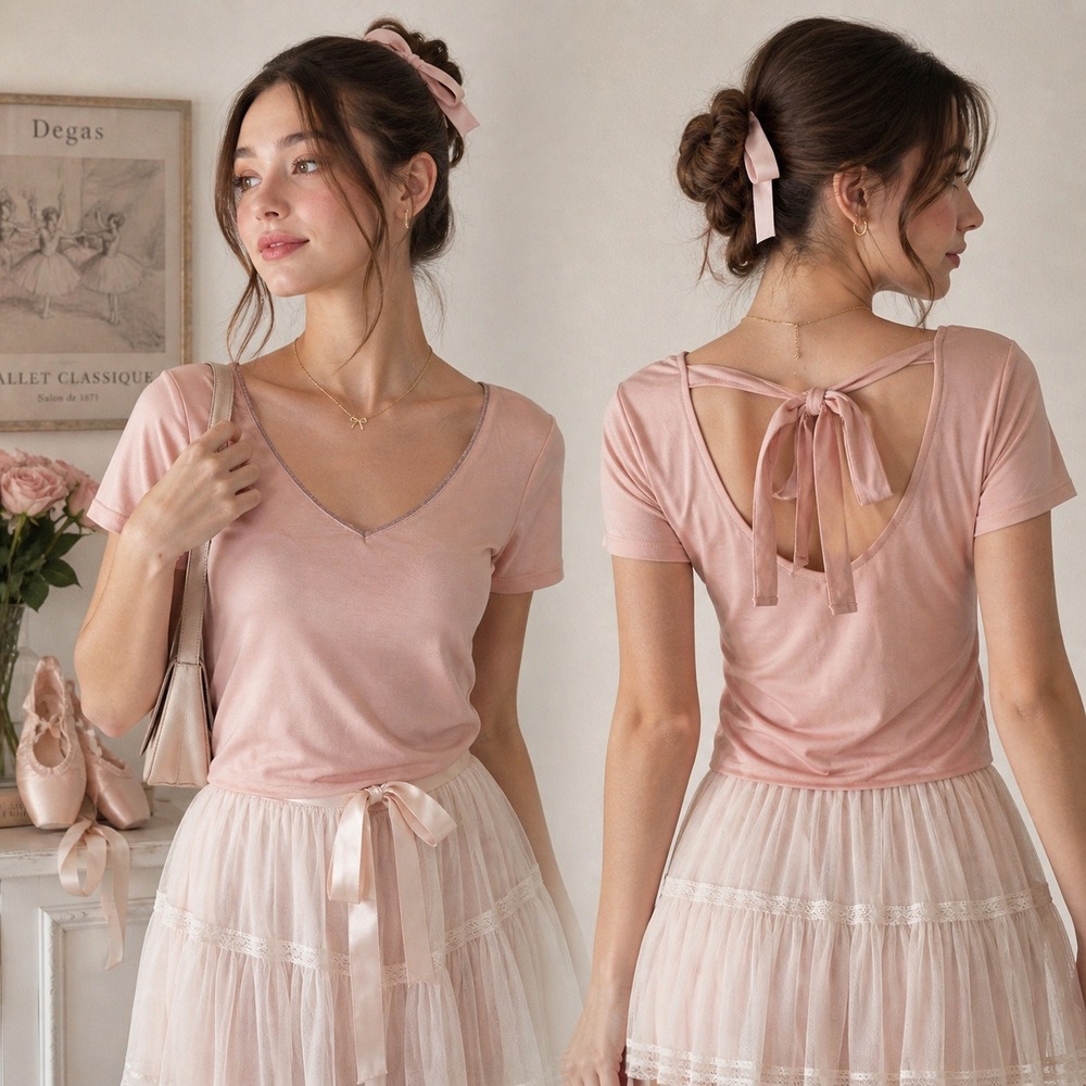 Orsay Top Pink Bow Tie Back Scoop‎ Neck Sleeveless Feminine Balletcore Small